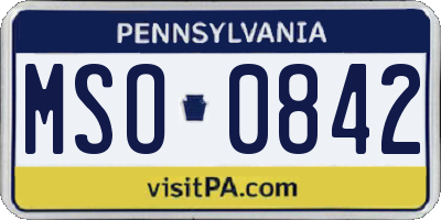PA license plate MSO0842
