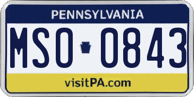 PA license plate MSO0843