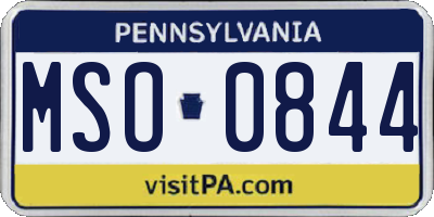 PA license plate MSO0844