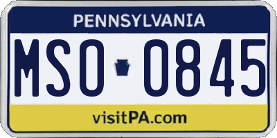 PA license plate MSO0845