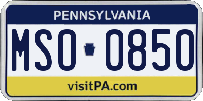 PA license plate MSO0850
