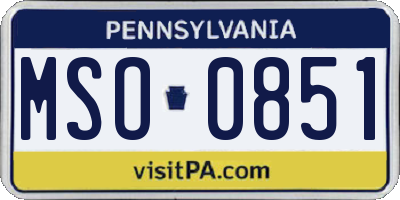 PA license plate MSO0851