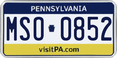 PA license plate MSO0852