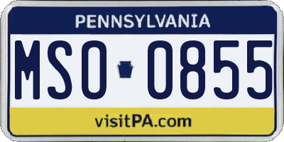 PA license plate MSO0855