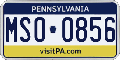 PA license plate MSO0856