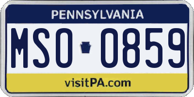 PA license plate MSO0859