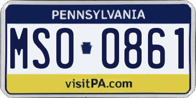 PA license plate MSO0861