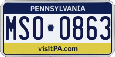 PA license plate MSO0863