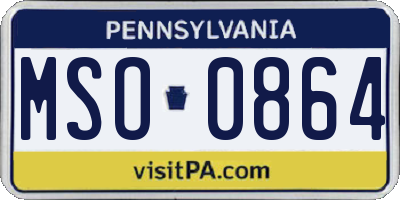 PA license plate MSO0864