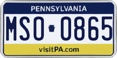 PA license plate MSO0865
