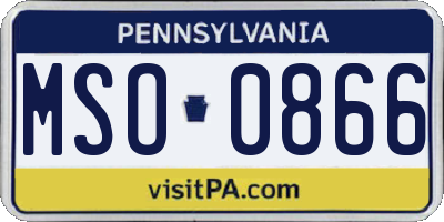 PA license plate MSO0866