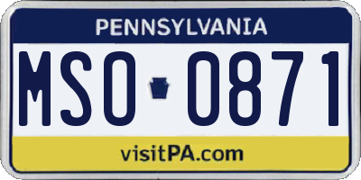 PA license plate MSO0871