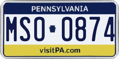 PA license plate MSO0874