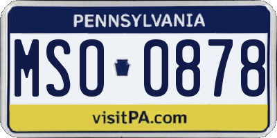 PA license plate MSO0878