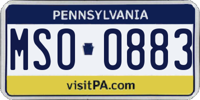 PA license plate MSO0883
