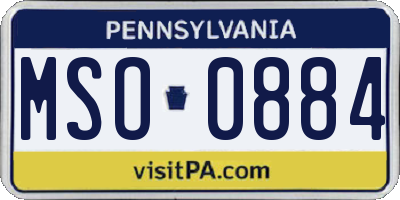 PA license plate MSO0884