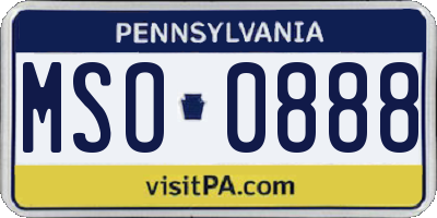 PA license plate MSO0888