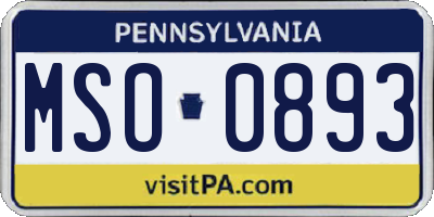 PA license plate MSO0893