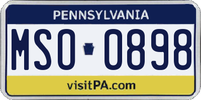 PA license plate MSO0898
