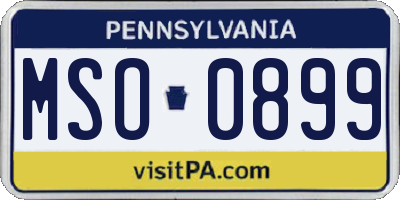 PA license plate MSO0899