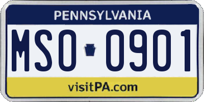 PA license plate MSO0901