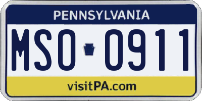 PA license plate MSO0911