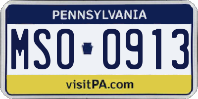 PA license plate MSO0913