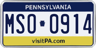 PA license plate MSO0914