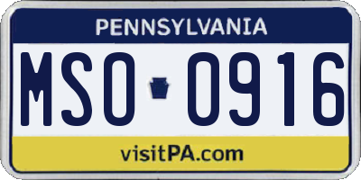 PA license plate MSO0916