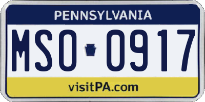 PA license plate MSO0917