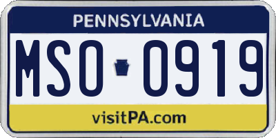 PA license plate MSO0919