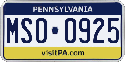 PA license plate MSO0925