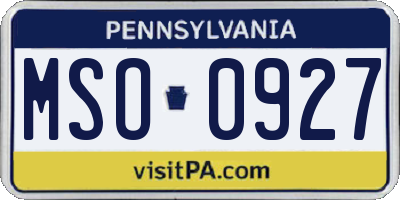 PA license plate MSO0927