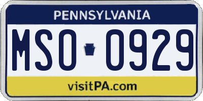 PA license plate MSO0929