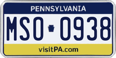 PA license plate MSO0938