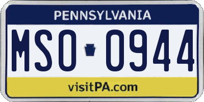 PA license plate MSO0944