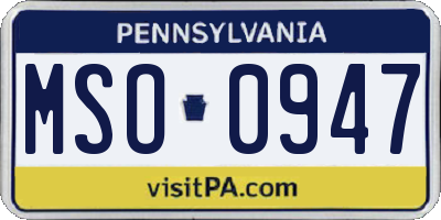 PA license plate MSO0947