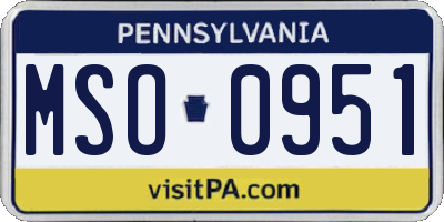 PA license plate MSO0951