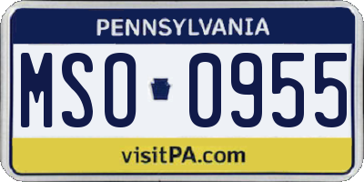 PA license plate MSO0955