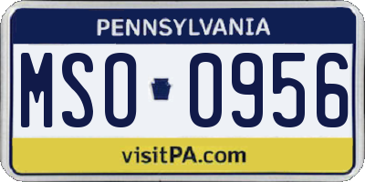 PA license plate MSO0956