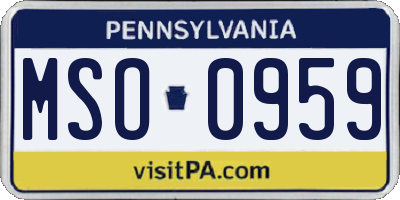 PA license plate MSO0959