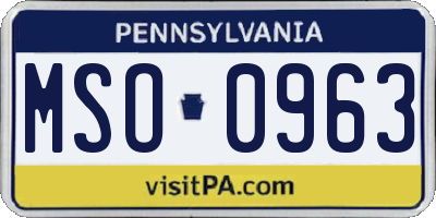 PA license plate MSO0963