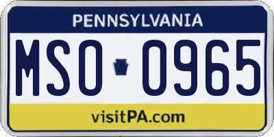 PA license plate MSO0965