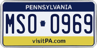 PA license plate MSO0969