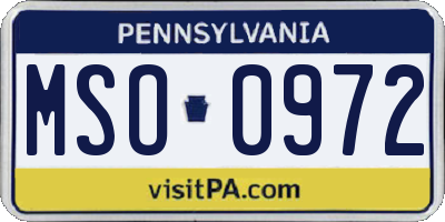 PA license plate MSO0972