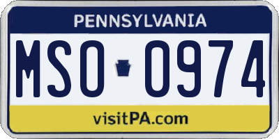 PA license plate MSO0974