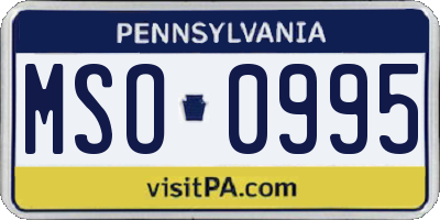 PA license plate MSO0995