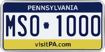 PA license plate MSO1000