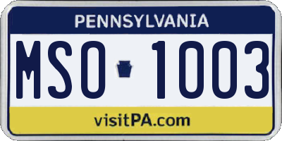 PA license plate MSO1003