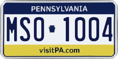 PA license plate MSO1004
